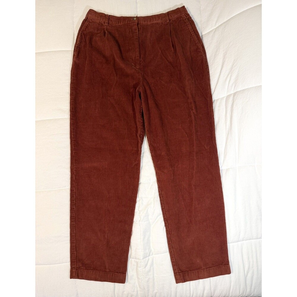 Rafaella Corduroy Pants Womens Vintage Pleated High Rise Rust 14 Excellent Twee